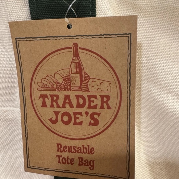 Trader Joes 1 Hunter Green NWT Large Canvas Tote NEW ITEM Fast Ship Free Gift - Picture 3 of 5